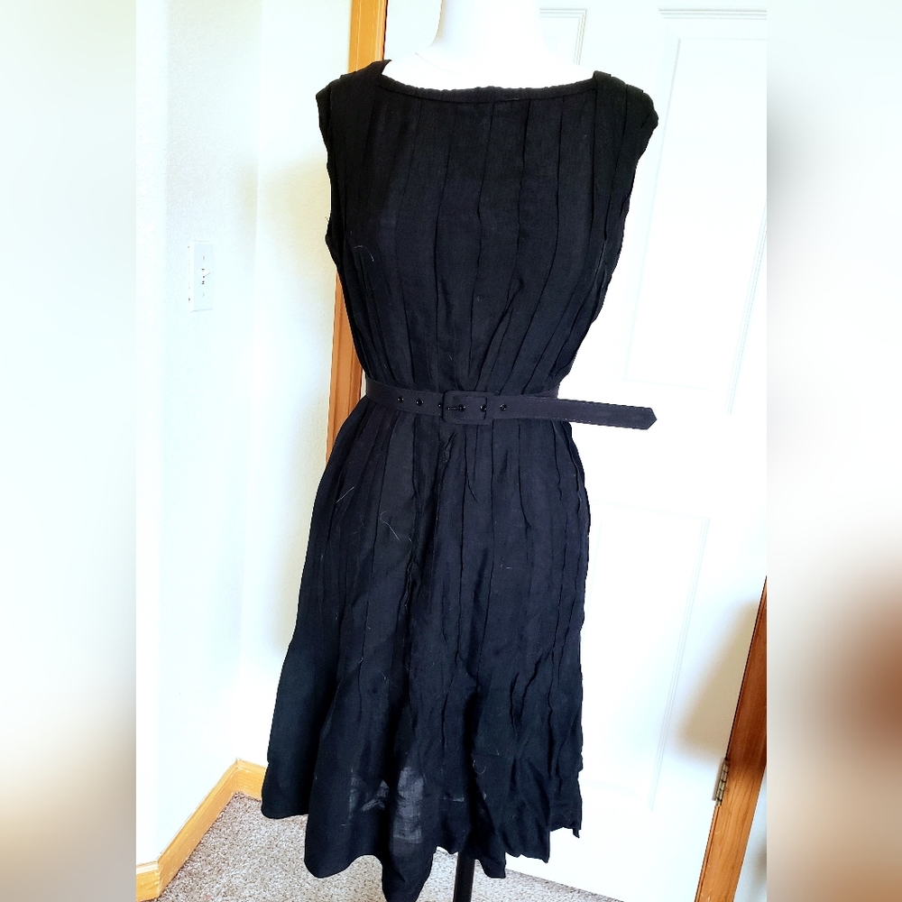Vintage 1960's black pleated summer dress